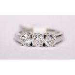 AN 18CT WHITE GOLD 3 STONE DIAMOND RING , 1.44cts approx