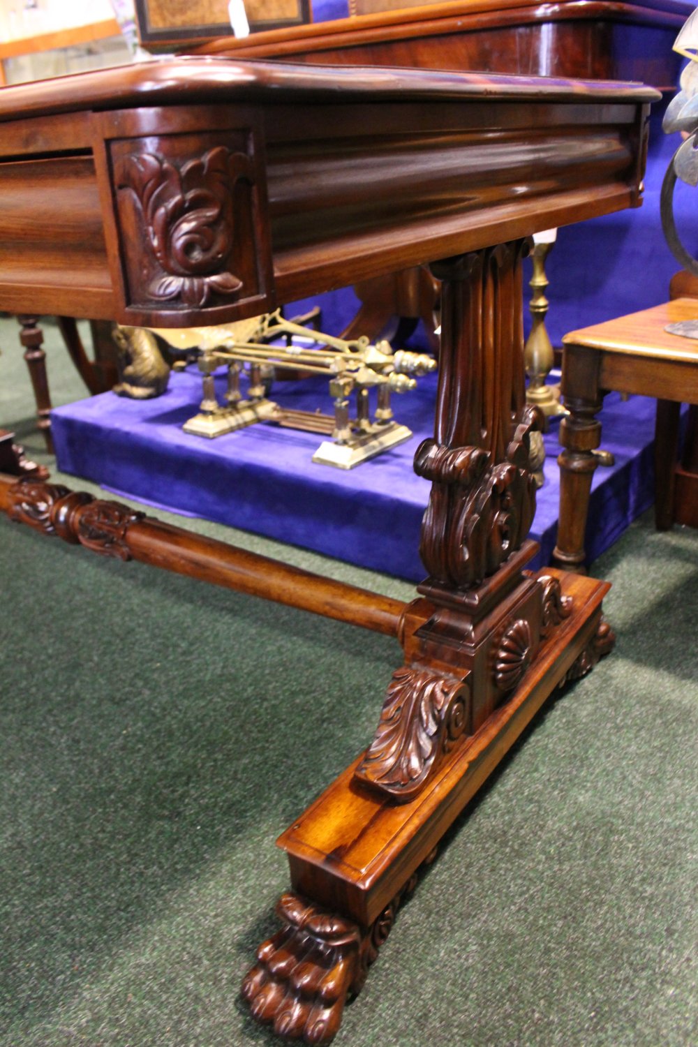 EXCEPTIONALLY FINE AND RARE 19TH CENTURY ROSEWOOD IRISH LIBRARY TABLE, with two drawers & - Image 3 of 4