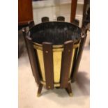 20TH CENTURY BRASS BUCKET IN MAHOGANY JARDINIERE STAND