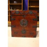 A JAPANESE 'SENDAI TANSU' CHEST, 20TH CENTURY, possibly Zelkova, with metal banding and mounts,