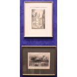TWO FRAMED PRINTS, includes; ADALBERT HEILER, (1918 - 2007), "ZURICH PFALZGASS' signed and inscribed