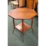 AN OCTAGONAL SHAPED OCCASIONAL TABLE / lamp table / centre table, with four shaped tapering legs,