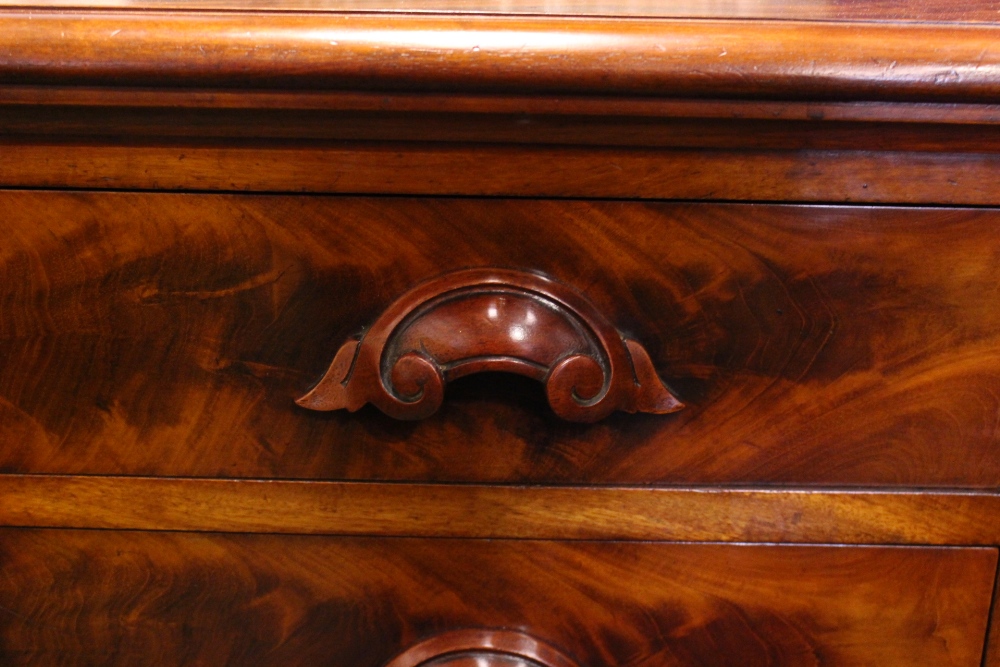 UNUSUAL & FINE PAIR VICTORIAN FIVE DRAWER CHESTS WITH GRADUATED DRAWERS, having carved handles, - Image 2 of 4