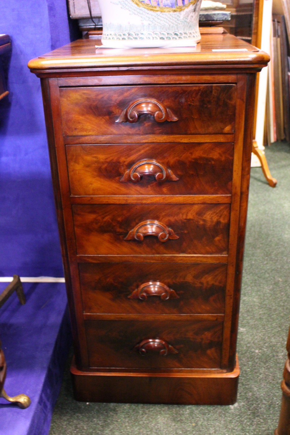 UNUSUAL & FINE PAIR VICTORIAN FIVE DRAWER CHESTS WITH GRADUATED DRAWERS, having carved handles, - Image 4 of 4