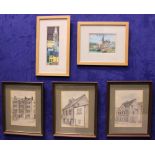 5 FRAMED WORKS, OF CORK INTEREST, includes; Two framed prints by Eoin O'Connor, signed lower right