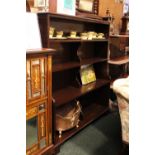 GOOD QUALITY MAHOGANY OPEN WATERFALL LIBRARY BOOKCASE, 4ft wide x 55" high