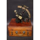 A 19TH CENTURY HEATH & CO LTD OF CRAYFORD CASED SEXTANT, brass & lacquered sextant, within a