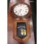 LATE 19TH CENTURY MAHOGANY & OAK REGULATOR 8-DAY WALL CLOCK with octagonal hood