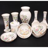 A COLLECTION OF AINSLEY POTTERY PIECES, includes; vases, bowls, dishes and a sugar jar, (10 Pieces)