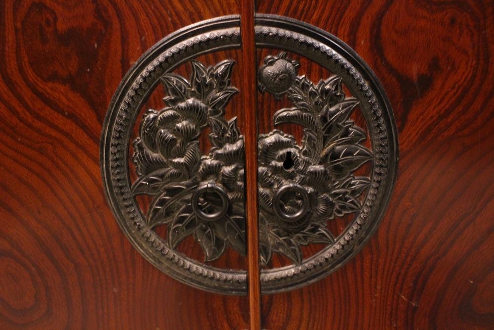 A JAPANESE 'SENDAI TANSU' CHEST, 20TH CENTURY, possibly Zelkova, with metal banding and mounts, - Image 3 of 6