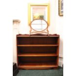 A FLOOR BOOKCASE, open front, with shaped 3/4 gallery to top, 42" x 10" x 37" approx