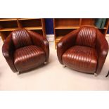 PAIR OF LEATHER AVIATOR ARMCHAIRS