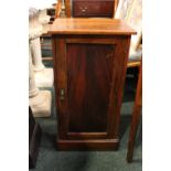 A CABINET, 1 door, shelved interior with brass door handle, on platform base