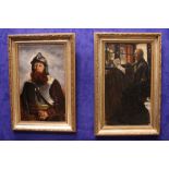 A PAIR OF FRAMED OIL ON BOARDS, (i) A Soldier, with Beard, oil on board, unsigned, 20" x 12"