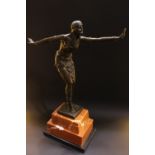 AFTER D.H. CHIPORTUS, AN ART DECO DANCER, an ornament of a dancer on a stone/marble base with