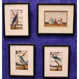 A COLLECTION OF FOUR FRAMED INDIAN MINIATURE PAINTINGS, in the style of ‘Company School’, (3)