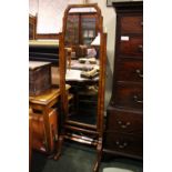 EARLY 20TH CENTURY MAHOGANY CHEVAL DRESSING MIRROR with double X-stretchers, on cabriole leg