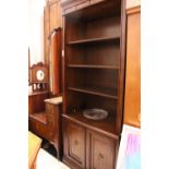 A 20TH CENTURY CONTEMPORARY CABINET, with shelved unite above a cabinet, 80" x 32" x 18" approx