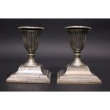 A PAIR OF LATE 19TH CENTURY SILVER CANDLE STICKS, Sheffield, date letter 'O' for 1881, maker's