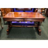 EXCEPTIONALLY FINE AND RARE 19TH CENTURY ROSEWOOD IRISH LIBRARY TABLE, with two drawers &