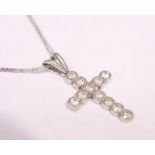 AN 18CT WHITE GOLD DIAMOND RUB OVER CROSS PENDANT, with chain, 1.00cts approx