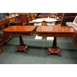EXTREMELY FINE & RARE PAIR OF WILLIAM IV MAHOGANY CARD TABLES, on circular four shoot platform base,