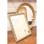 TWO GILT FRAMED MIRRORS, (1) A standing mirror 13.5" x 10.5" approx, (ii) An oval wall mirror,