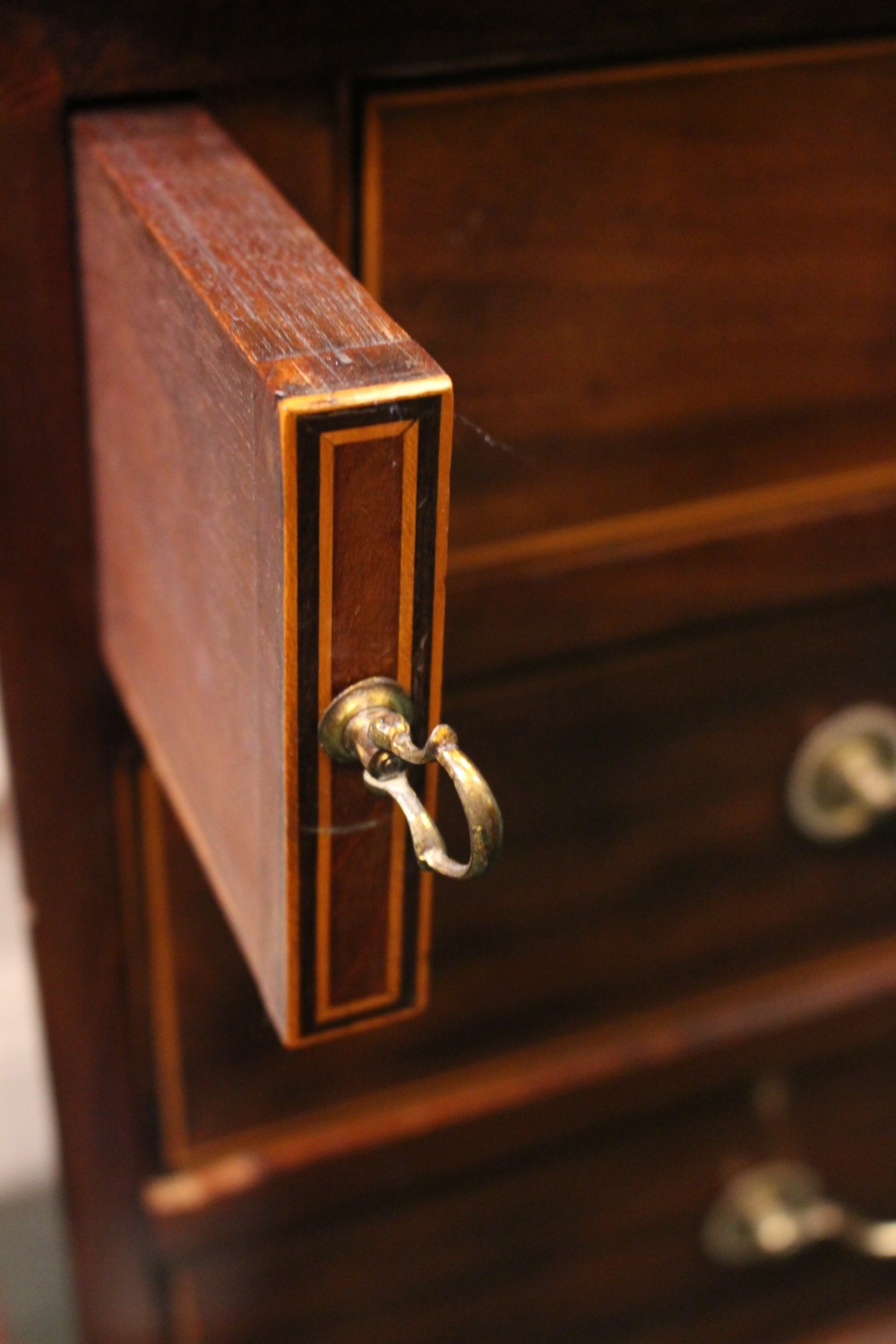 A VERY FINE EDWARDIAN MAHOGANY & INLAID BUREAU BOOKCASE, with astragal glazed two door cabinet, over - Image 2 of 5