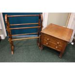 A MIXED LOT, includes; (i) A wooden towel rail, with turned supports, 29" x 25" x 8" approx, (ii)