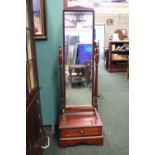 A CONTEMPORARY HALL / DRESSING MIRROR, 'Cheval' mirror, with a drawer beneath, raised on bracket