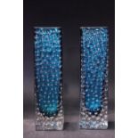 A PAIR OF WHITEFRIARS 'KINGFISHER' BLUE TEXTURED VASE, from the 'Textured Range', designed by