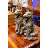 SMALL PAIR OF BRONZE DOGS, 12" high