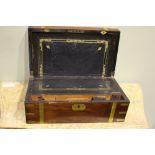 19TH CENTURY WRITING BOX, mahogany & brass bound, with fitted interior, date circa 1850, in need