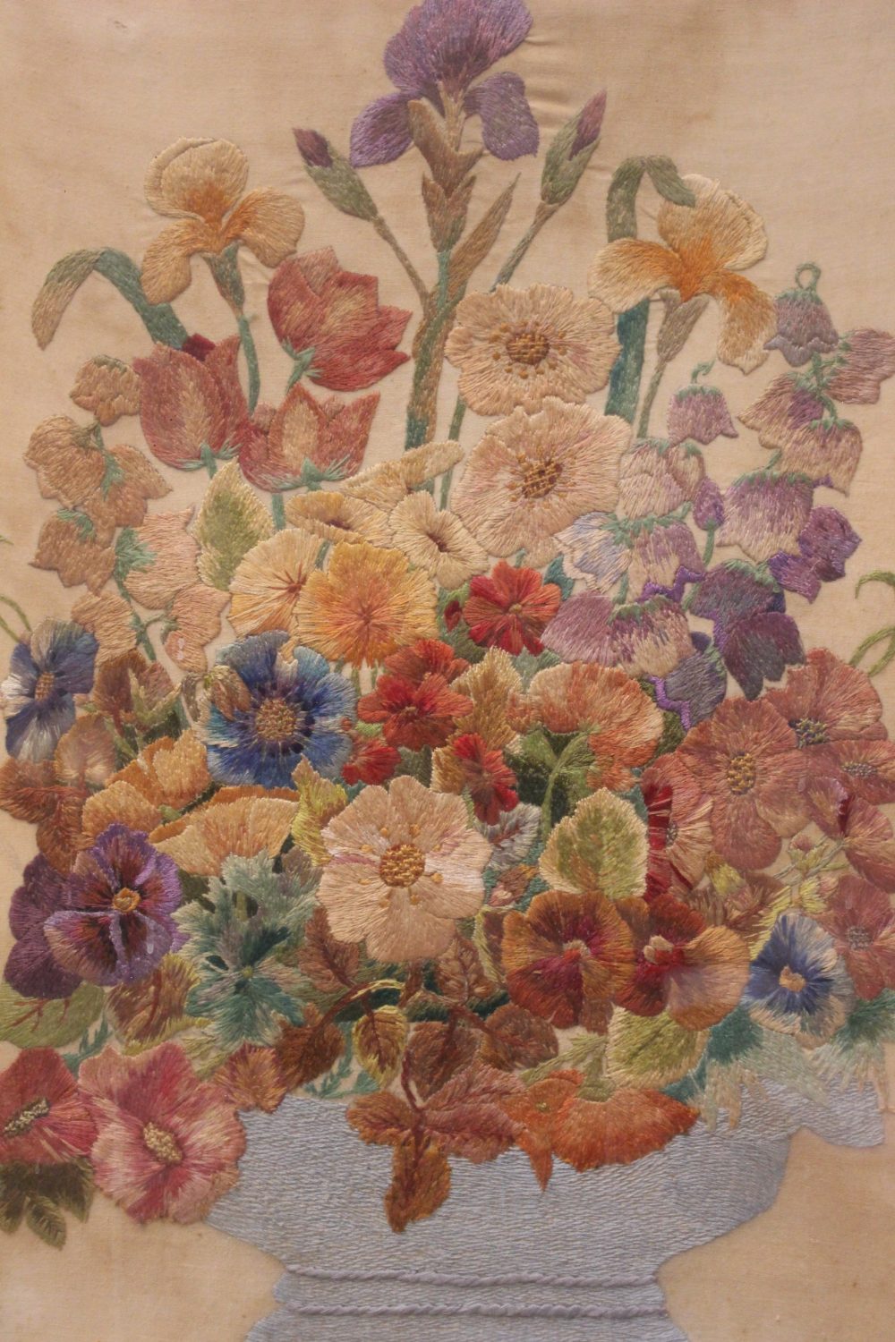 EARLY 20TH CENTURY FRAMED SAMPLER, "STILL LIFE FLOWER", embroidered picture, 21" x 16" approx - Image 2 of 2