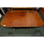 GOOD QUALITY 19TH CENTURY REGENCY STYLE COFFEE TABLE, on reeded & cross banded top, standing on four