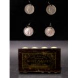 A MIXED LOT INCLUDES; (i) TWO PAIRS OF GEORGE V SILVER OAK REVERSE THREE PENCE EARRINGS, cased, date