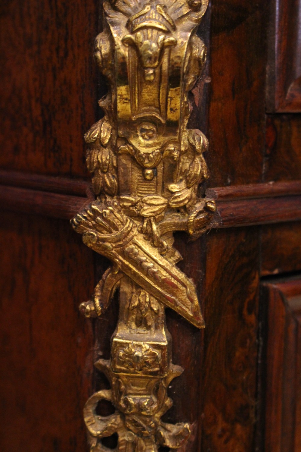 A MARBLE TOPPED CABINET, with canted corners, the front with ormolu mounts, 1 drawer over a drop - Image 4 of 7