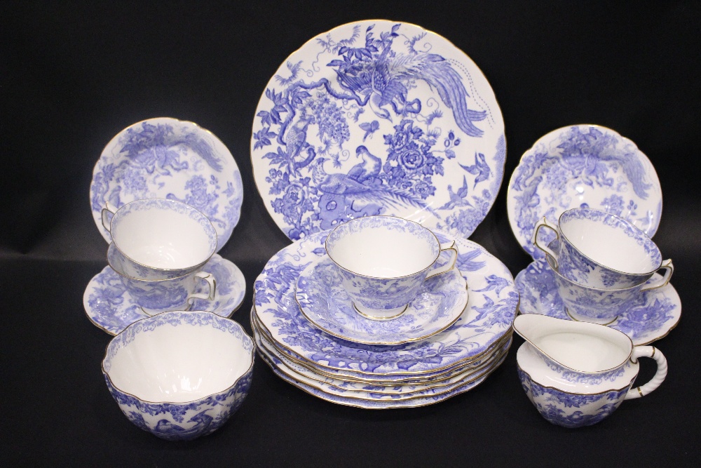 A PARTIAL ROYAL CROWN DERBY 'BLUE AVES' TEA SET, some with marks dating from 1946 - 1949 (possibly