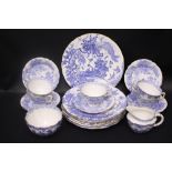 A PARTIAL ROYAL CROWN DERBY 'BLUE AVES' TEA SET, some with marks dating from 1946 - 1949 (possibly