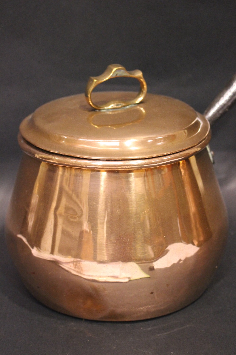 A COPPERWARE POT, with lid and cast iron handle, provenance came from the Bryan & Valarie Steele - Image 2 of 4