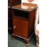 A BEDSIDE LOCKER / CABINET, with open shelf over a single cabinet door, with gadrooned rim raised on