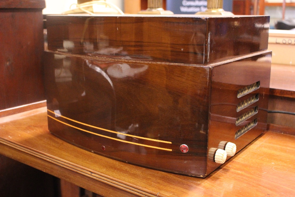 A VINTAGE 'PYE' BOXED RECORD PLAYER, with high gloss look, 17.5" x 13" x 11" approx case