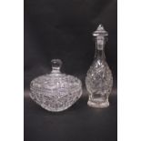 TWO PIECES OF WATERFORD GLASS, (i) A lidded Waterford glass jar/bowl, (ii) A Waterford glass