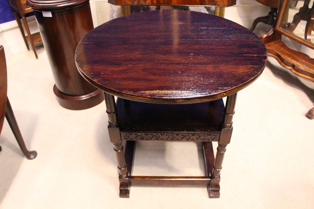 AN OAK METAMORPHIC 'MONKS CHAIR', converts to a table, with the seat doubling as a shelf, - Image 3 of 5