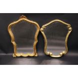 TWO GILTWOOD WALL MIRROS, (i) with shaped frame, decorated with foliage and petal details, 15" x 11"