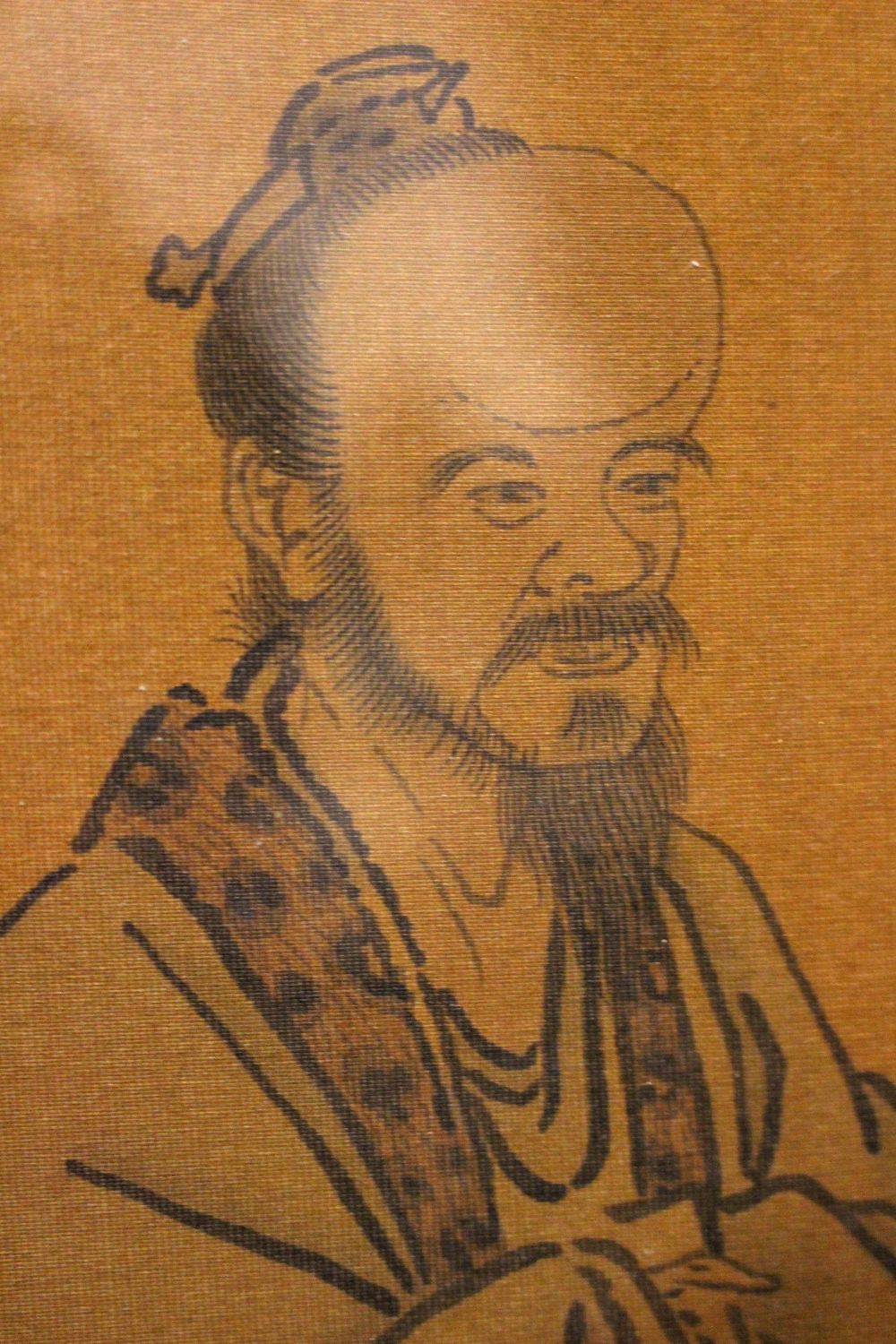 A SET OF 3 ORIENTAL PRINTS on silk, (i) a scholar in robes, (ii) A man seated in a flying leaf - Image 9 of 11