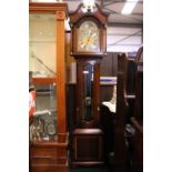 A 'JAMES STEWART OF ARMAGH' MAHOGANY LONG CASE GRANDFATHER CLOCK, with solid brass dial and lunar
