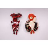 A PAIR OF COSTUME JEWELLERY BROOCHES, (i) A Fox (ii) A 1920s style lady in a hat