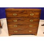 A REGENCY 'CAMPAIGN' BRASS BOUND CHEST SECRETAIRE, Mahogany, with crossbanded front detail to the