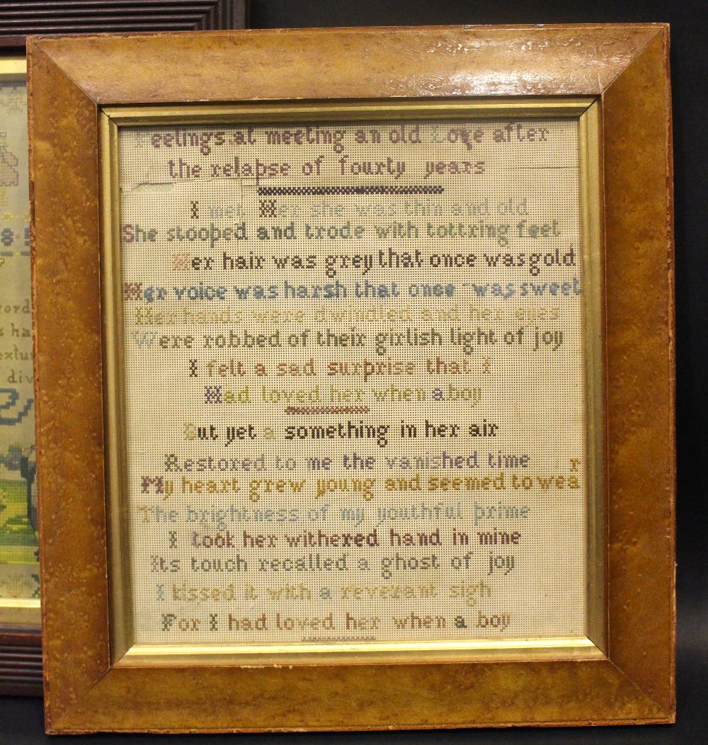 A FRAMED SAMPLER, inscribed verso, 'embroidered by Studdart, 1886", along with another framed print - Image 2 of 4